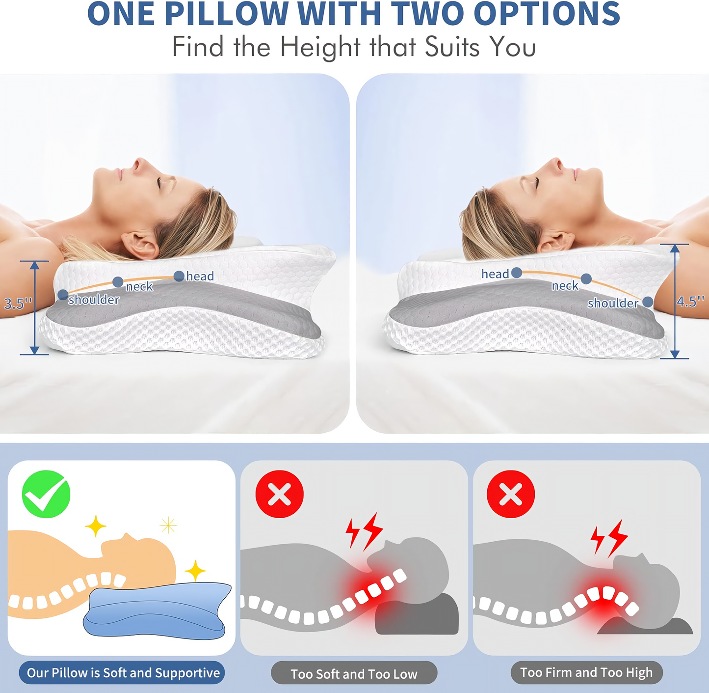 Ergonomic butterfly-shaped memory foam pillow designed for neck and head support during sleep, ideal for reducing neck and shoulder pain. Breathable, hypoallergenic, and eco-friendly materials ensure comfort and healthy sleeping posture. Perfect for side and back sleepers seeking improved spinal alignment and restful nights. Features washable cover and premium design for ultimate relaxation.