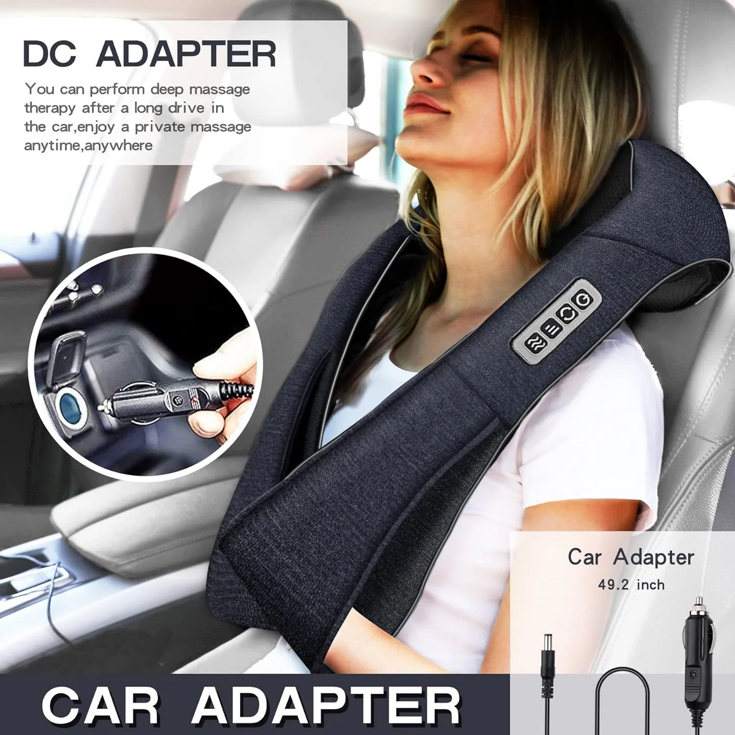 Advanced neck massager and shoulder massager with customizable speed settings, dual-direction kneading, and a relaxing heat therapy function. Ideal for back pain relief, muscle relaxation, and stress relief, this portable Shiatsu massager is designed for home, office, and travel use. Featuring an ergonomic design, auto-shutdown safety, and a durable massage pillow with a comfortable fit.