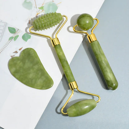 Authentic Jade Roller and Gua Sha Set, Natural Jade Stone Face Roller, Facial Puffiness Reducer, Anti-Aging Skincare Tool, Skin Elasticity Enhancer, Face Sculpting Tool, Muscle Tension Relief, Skin Circulation Booster, Premium Face Massage Roller, Gua Sha Facial Tool for Skincare, Double Chin Reducer, Natural Cooling Effect, Facial Rejuvenation, Skin Detox, Pore Refining Jade Roller, Skincare Routine Enhancer, Jade Beauty Tool, Facial Relaxation, High-Quality Jade Stone Roller, Improve Blood Flow, Youthful 